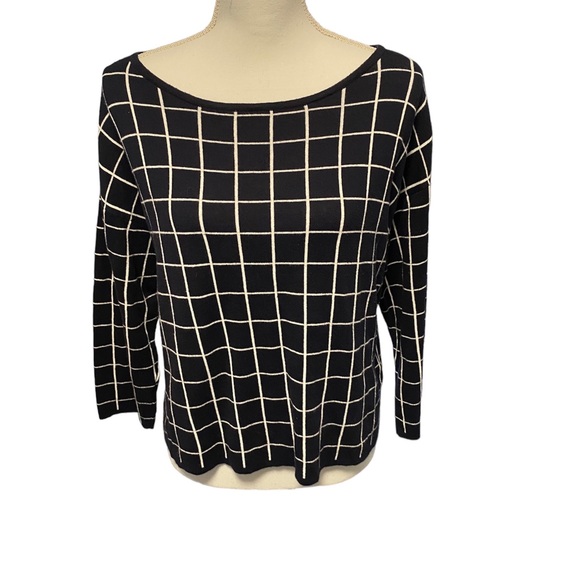 Brooks Brothers 346 black and white window pane sweater, size large, 100% cotton - Picture 3 of 12